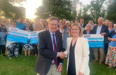 Sir Gary Streeter MP congratulating Rebecca Smith on being selected as the Prospective candidate